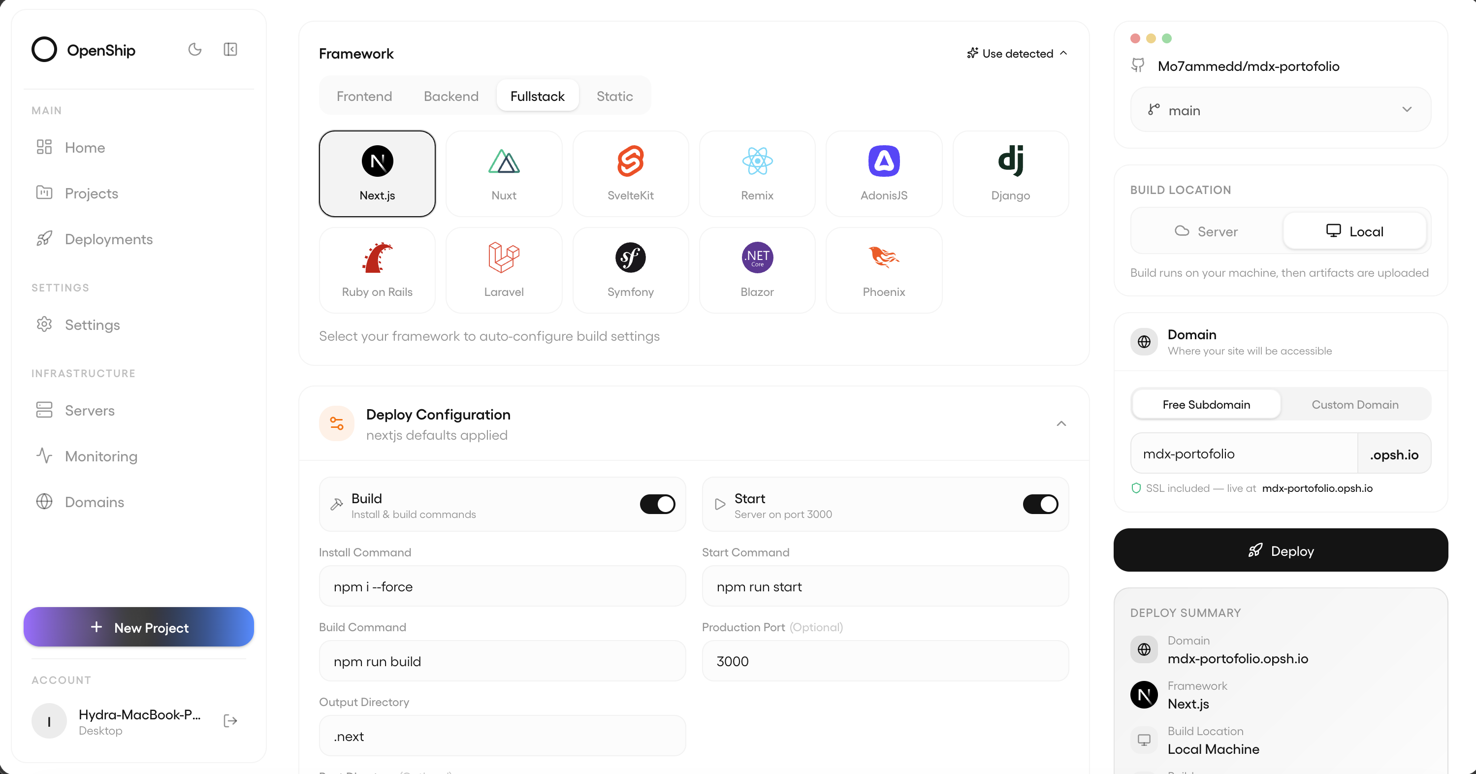 AlafServer dashboard